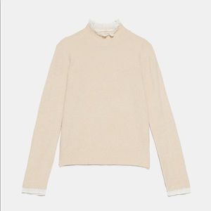 Zara Sweater with Contrast Collar Size L (tight fit)